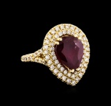 14KT Yellow Gold 4.29 ctw Ruby and Diamond Ring