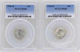 Lot of (2) 1946-D Roosevelt Dime Coins PCGS MS66