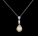 1.52 ctw Fancy Yellow Diamond Pendant With Chain - 14KT Two-Tone Gold