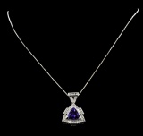 5.51 ctw Tanzanite And Diamond Pendant & Chain - 14KT White Gold