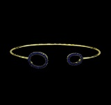 Sapphire and CZ Double Oval Bangle Bracelet - Gold Plated