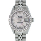 Rolex Ladies Stainless Steel Pink MOP Diamond 26MM Datejust Wristwatch