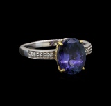 18KT Two-Tone Gold 3.07 ctw Tanzanite and Diamond Ring