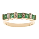 0.72 ctw Emerald and Diamond Ring - 14KT Yellow Gold