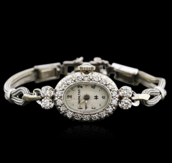 Hamilton 14KT White Gold Diamond Vintage Ladies Watch