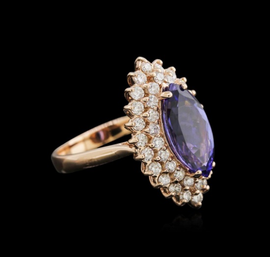 3.11 ctw Tanzanite and Diamond Ring - 14KT Rose Gold