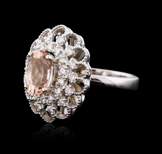 14KT White Gold 2.05 ctw Morganite and Diamond Ring