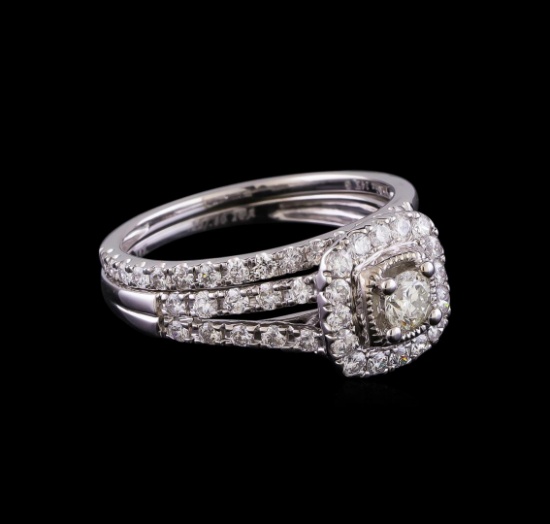 1.04 ctw Diamond Wedding Ring Set - 14KT White Gold