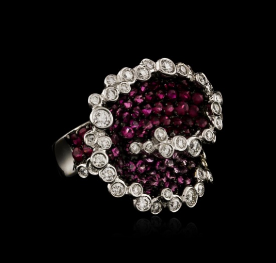 18KT Two-Tone Gold 3.00 ctw Pink Sapphire and Diamond Ring