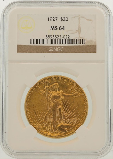 1927 $20 St. Gaudens Double Eagle Gold Coin NGC MS64