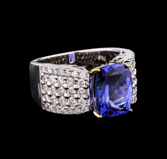 14KT Two-Tone Gold 4.53 ctw Tanzanite and Diamond Ring