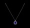 GIA Cert 15.02 ctw Tanzanite and Diamond Pendant With Chain - 14KT White Gold