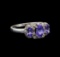 14KT White Gold 0.99 ctw Tanzanite and Tanzanite Ring