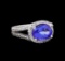 3.77 ctw Tanzanite and Diamond Ring - 14KT White Gold