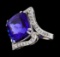 GIA Cert 23.29 ctw Tanzanite and Diamond Ring - 14KT White Gold