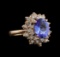 3.24 ctw Tanzanite and Diamond Ring - 14KT Rose Gold