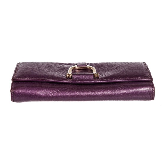 Gucci Metallic Purple Leather Horsebit Wallet