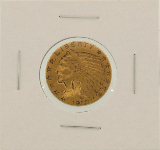 1910-S $5 Indian Head Half Eagle Gold Coin