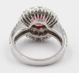 1.63 ctw Pink Tourmaline and Diamond Ring - 14KT White Gold