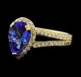 2.05 ctw Tanzanite and Diamond Ring - 14KT Yellow Gold