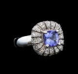 14KT White Gold 1.52 ctw Tanzanite and Diamond Ring