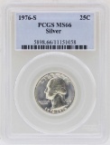 1976-S Washington Quarter Silver Coin PCGS MS66