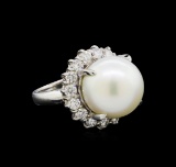 Pearl and Diamond Ring - Platinum