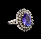 14KT White Gold 4.34 ctw Tanzanite and Diamond Ring