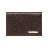 Bvlgari Brown Leather Card Holder Small Wallet