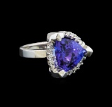 14KT White Gold 6.78 ctw Tanzanite and Diamond Ring