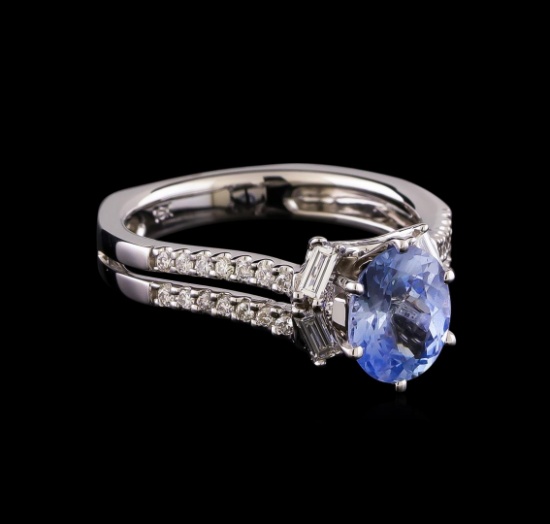 1.46 ctw Sapphire and Diamond Ring - 18KT White Gold