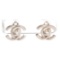 Chanel Silver CC Turn Lock Vintage Clip On Earrings 96P