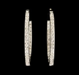 0.70 ctw Diamond Hoop Earrings - 14KT White Gold