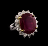 14KT White Gold 13.74 ctw Ruby and Diamond Ring