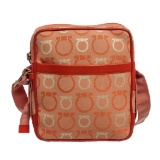 Salvatore Ferragamo Orange Canvas Leather Gancini Crossbody Bag