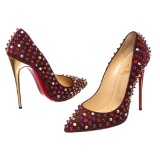 Christian Louboutin Wine Suede Follies Cabo Heels Pumps Shoes 39.5