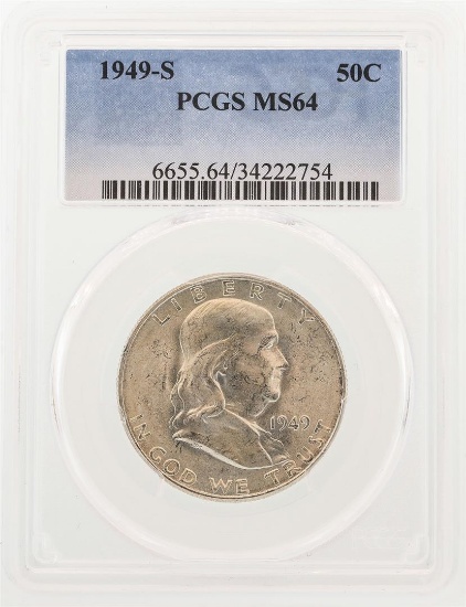 1949-S Franklin Half Dollar Coin PCGS MS64