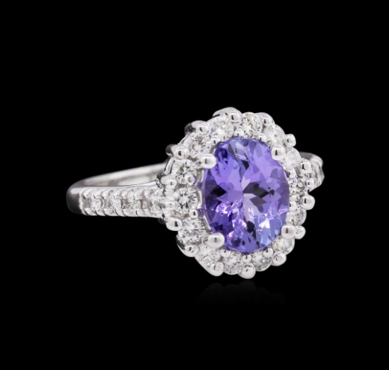 1.77 ctw Tanzanite and Diamond Ring - 14KT White Gold