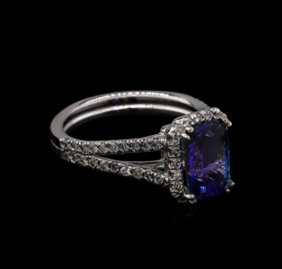 2.07 ctw Tanzanite and Diamond Ring - 14KT White Gold