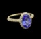 2.86 ctw Tanzanite and Diamond Ring - 14KT Yellow Gold