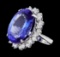 16.10 ctw Tanzanite and Diamond Ring - 14KT White Gold