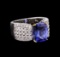 14KT Two-Tone Gold 4.53 ctw Tanzanite and Diamond Ring