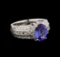 14KT White Gold 2.48 ctw Tanzanite and Diamond Ring