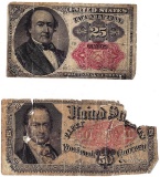 Lot (2) Fractional Notes 1874 & 1875