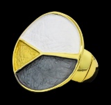 Tri Color Hand Painted Round Ring - Gold Plated