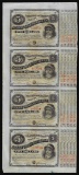 Uncut Sheet of (4) State of Louisiana Baby Bond Obsolete Notes