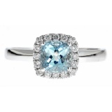 0.76 ctw Aquamarine and Diamond Ring - 14KT White Gold