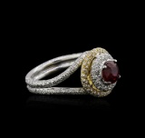 18KT Two-Tone Gold 1.01 ctw Ruby and Diamond Ring