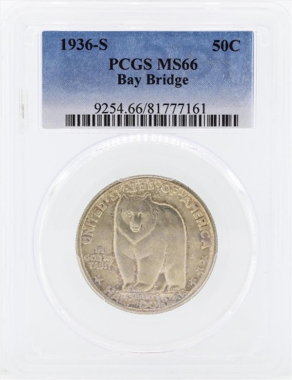 1936-S San Francisco - Oakland Bay Bridge Opening Half Dollar Coin PCGS MS66