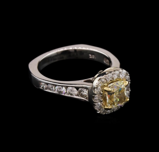 2.05 ctw Light Yellow Diamond Ring - 14KT White Gold